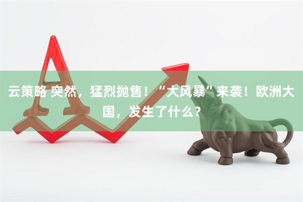 云策略 突然,猛烈抛售!“大风暴”来袭!欧洲大国,发生了什么?